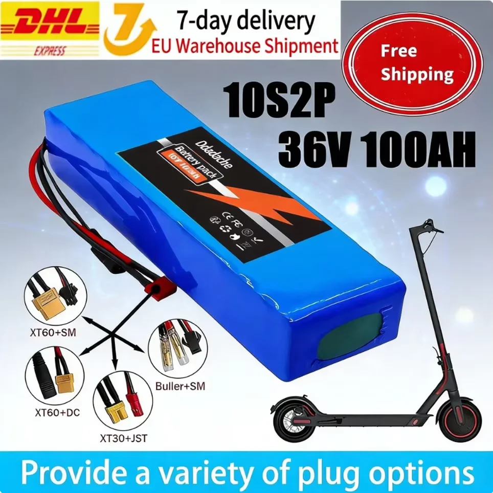 Batterie de scooter électrique 10S2P 36V 100000mAh, batterie de scooter électrique au lithium 36V, batterie de scooter électrique 500W, batterie 36V 10S2P