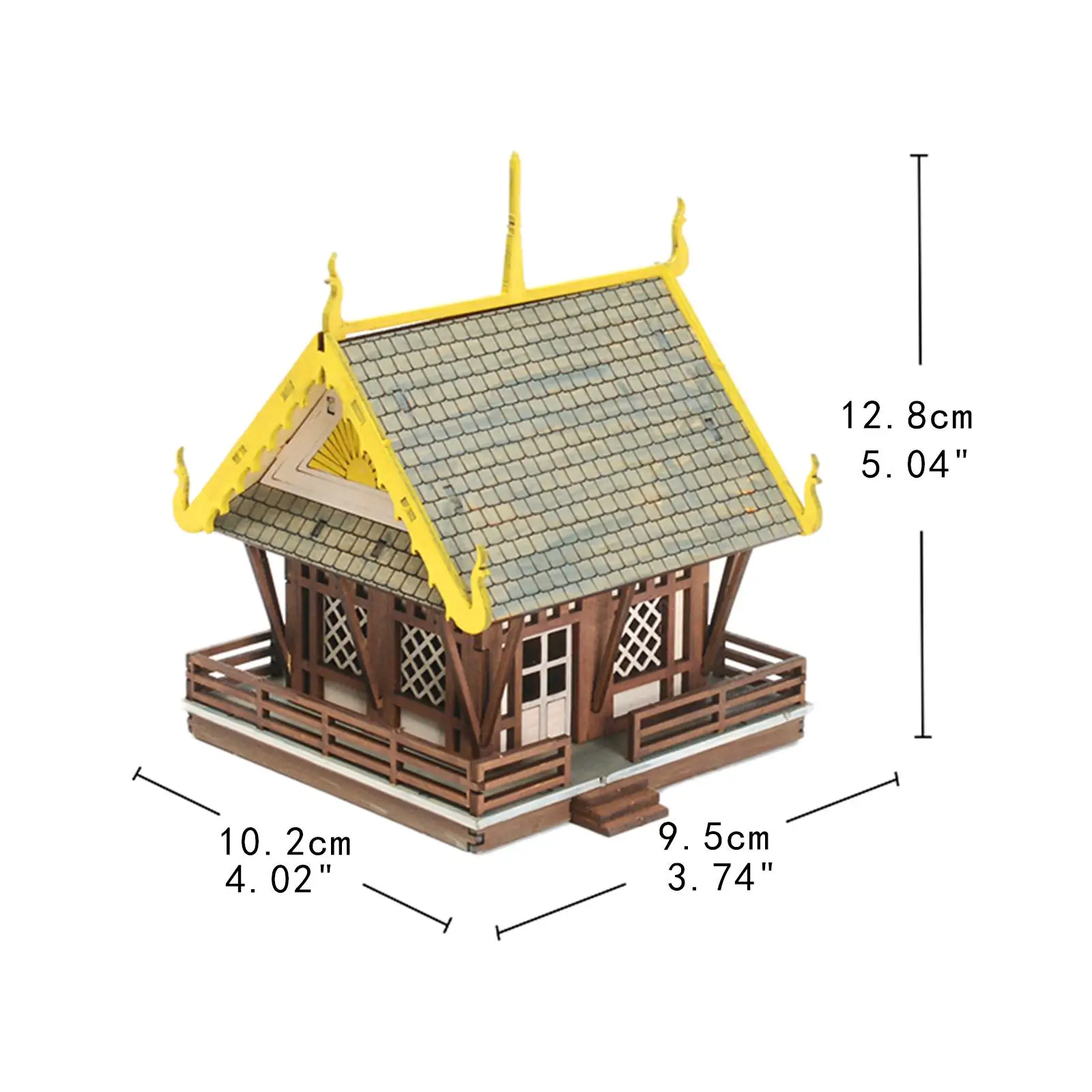 Drewniany model domu w skali 1:72 do samodzielnego montażu dla układu sceny mikropejzażowej