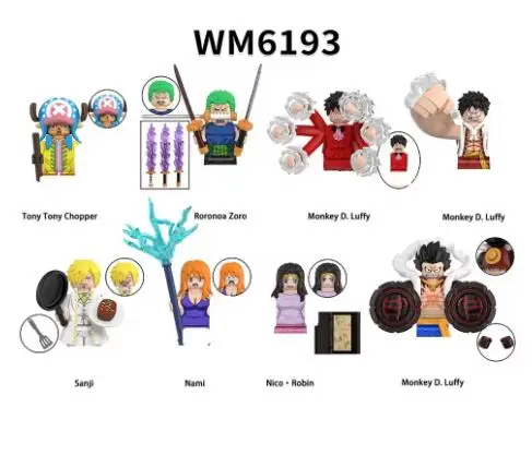 Bandai ONE PIECE Dragon Ball Super Mini Figure Set van 8 Wukong-personages WM6185 WM9183 WM6179 WM6180 WM6181 Verzamelbaar speelgoed