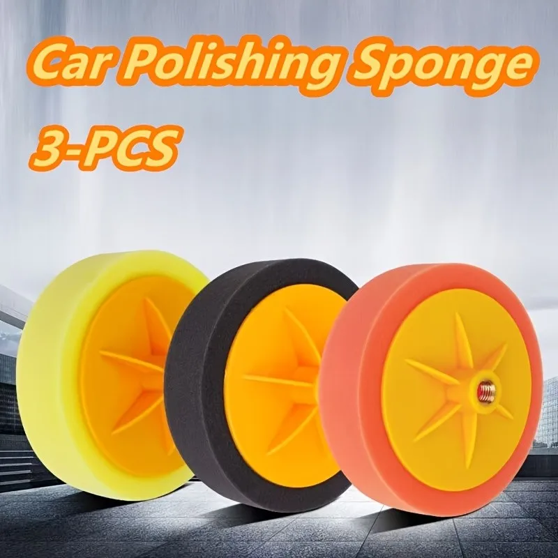 3Pc 125 Type Angle Grinder Polishing Pad - 6-Inch M14 Thread, Car Detailing Sponge Wheel, Universal Polishing & Grinding