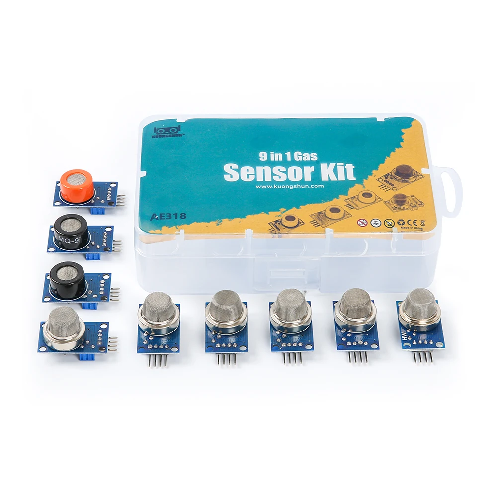 KUONGSHUN 9 in 1 modulo sensore Gas sensore Starter Kit per Arduino