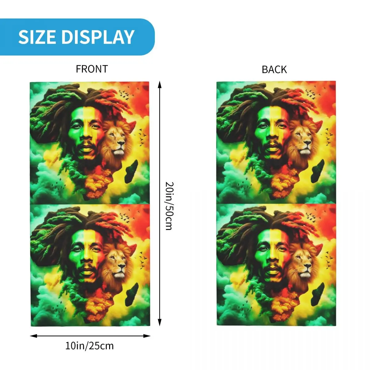 Custom Jamaica Reggae Rock Bob Marley Bandana Neck Warmer Women Men Winter Ski Tube Scarf Gaiter Face Cover