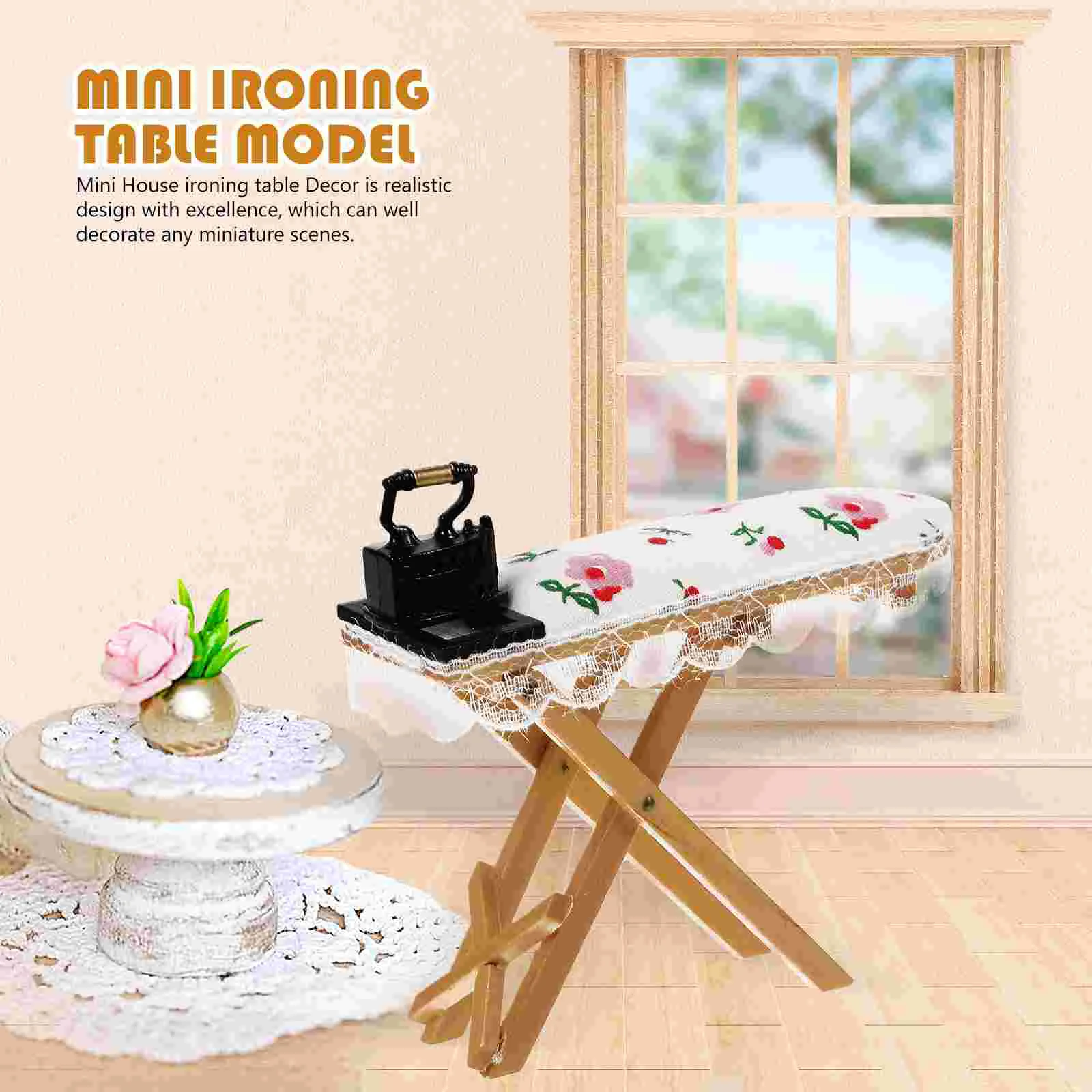 Toys House Iron Mini Decor Ironing Board Miniature Model Play for Dolls Pretend Travel