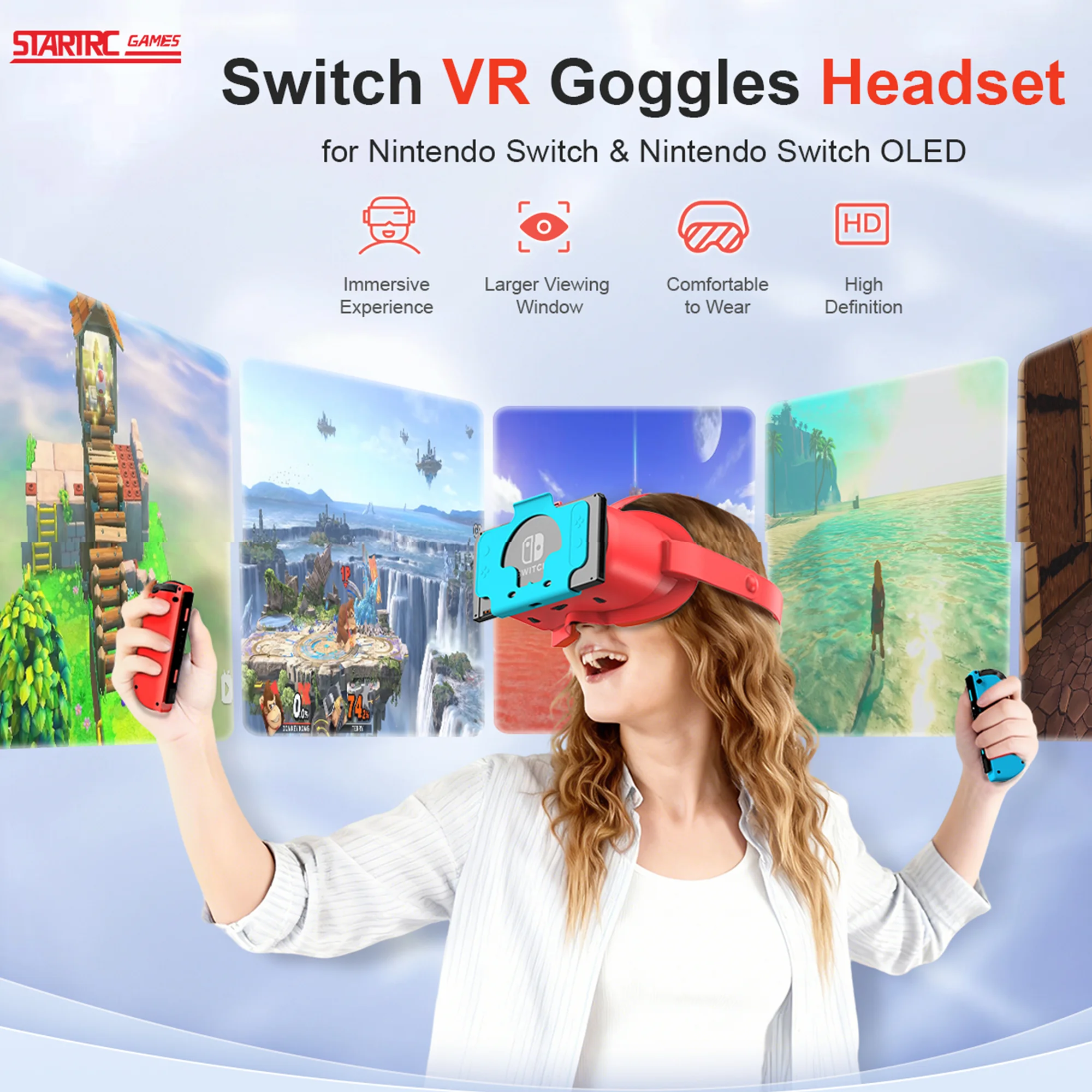 

VR Headset for Nintendo Switch & Switch OLED,Adjustable Lens Labo VR Kit 3D Goggles Accessories for VR Gaming Experience