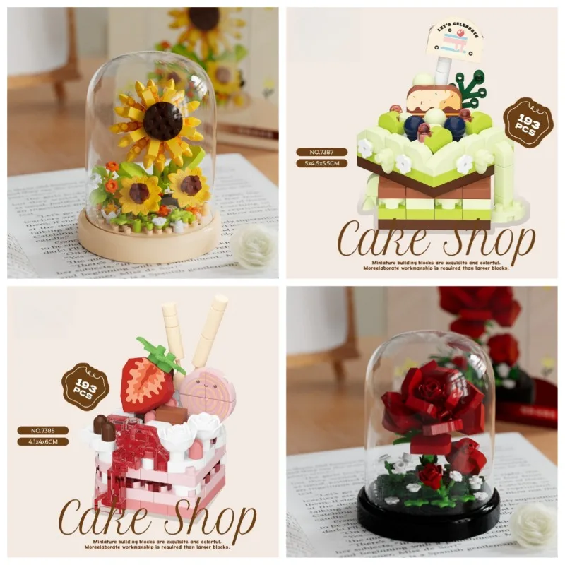 

[Flower and Dessert Shop Blocks] Compatible with Lego | Parent-Child Interactive Creative Toy | Unisex Birthday Gift for Kids