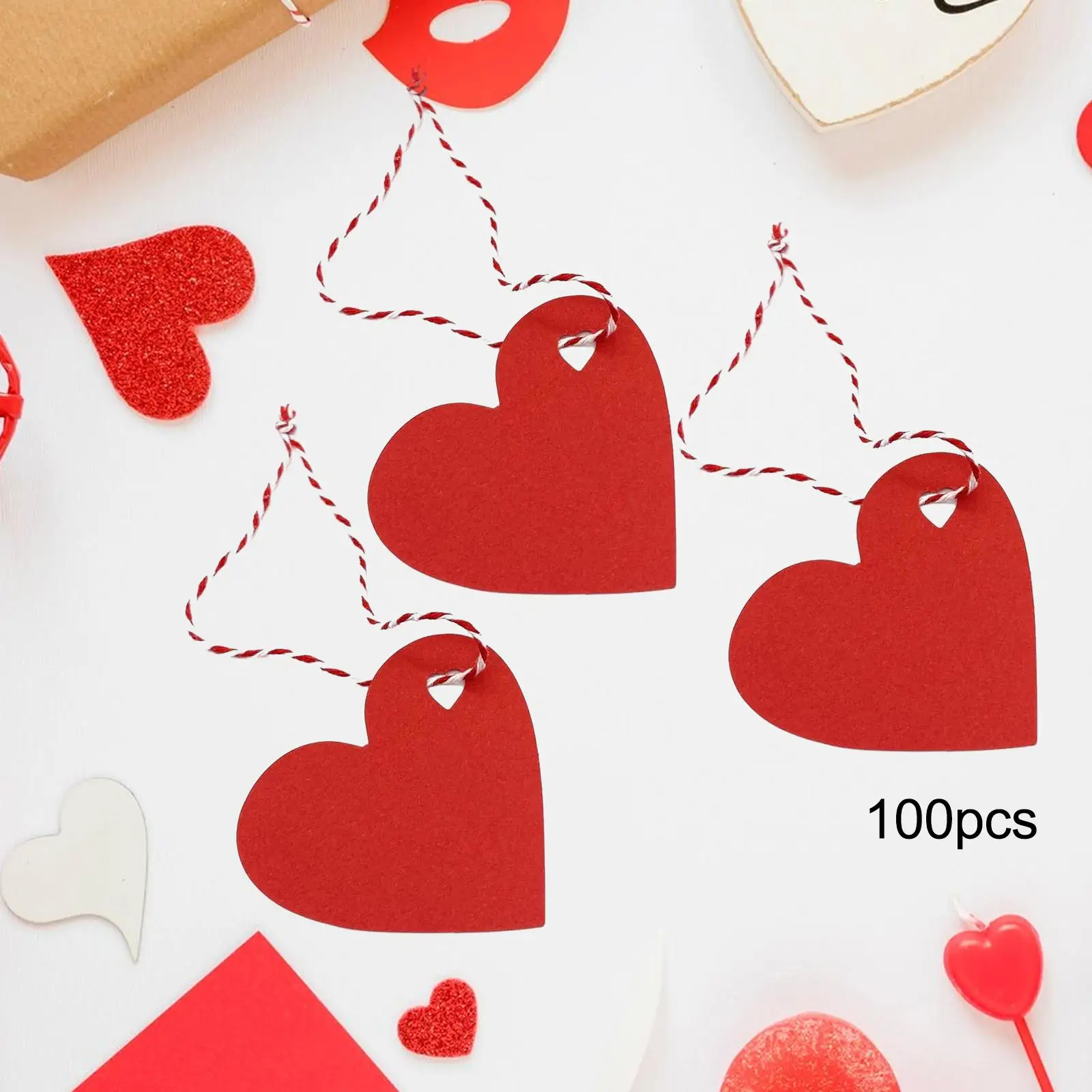 100 Pieces Valentines Day Heart Tags for Mother's Day Embellishment Wedding