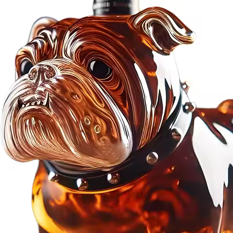 Funny Glass Whiskey Bottle Collectible Novelty Whiskey Decanter Bulldog Shape Whiskey Bottle for Men Home Tasting Beer
