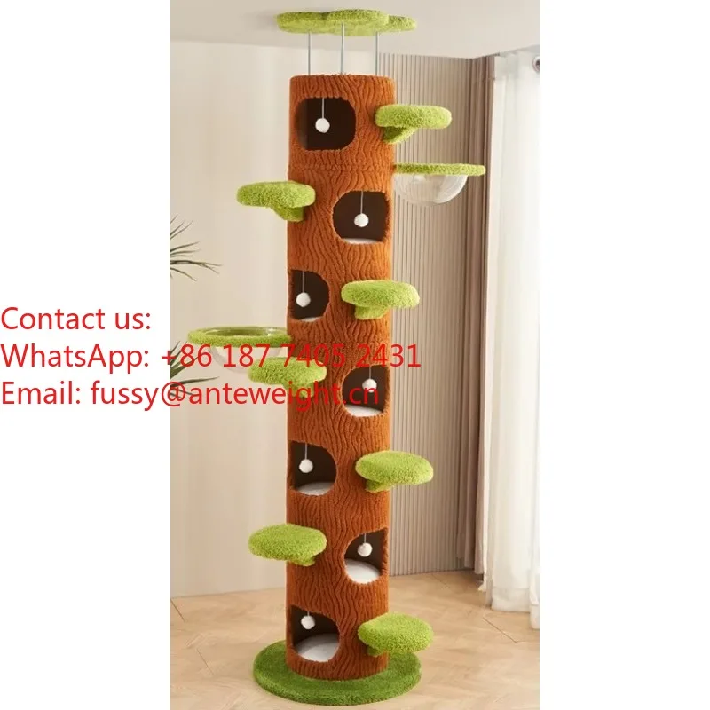 2026 New Interactive Luxury Cat Climbing Rack Nest Pet Toys Non-Solid Wood Tree-Body Space Capsule Sisal Pillar