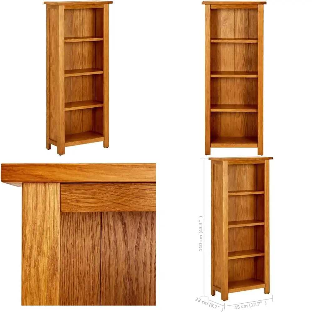 خزانة كتب من خشب البلوط مكونة من 4 طبقات - منظم أرفف عرض خشبية للكتب والمجلات والمستندات والأقراص المضغوطة والسجلات #1