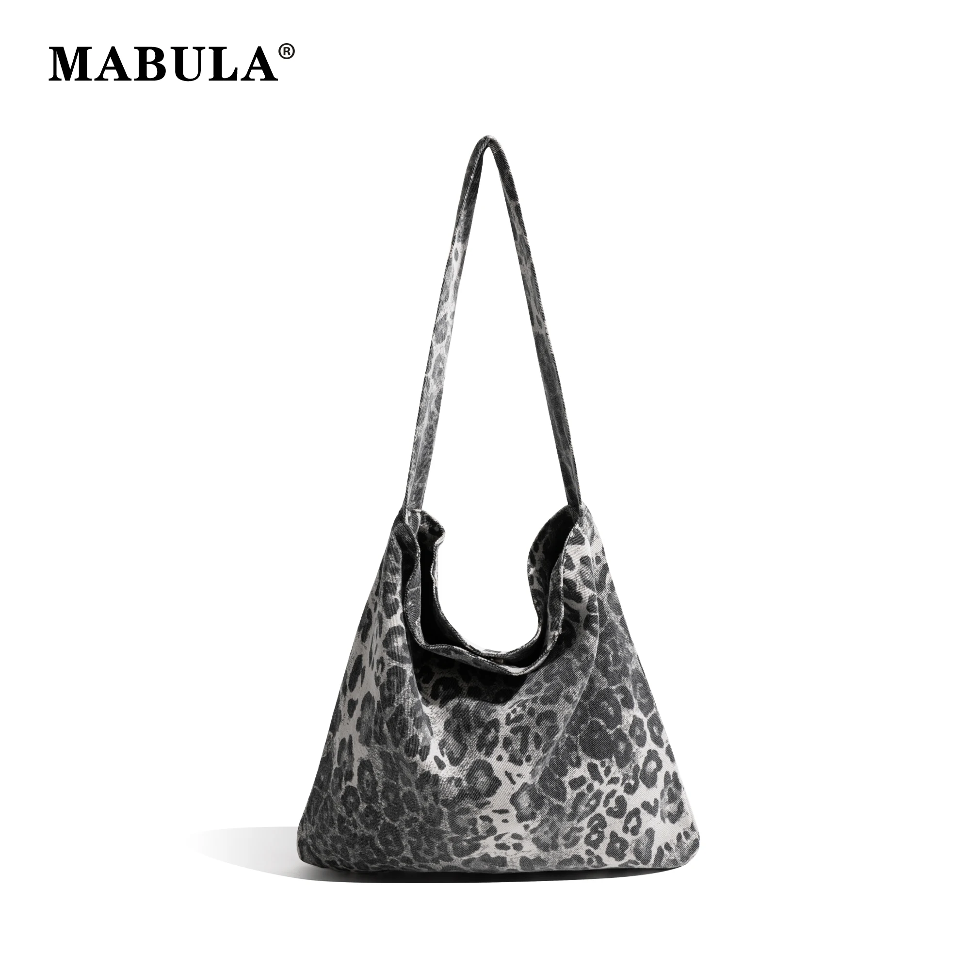 MABULA Women\'s Vintage Leopard Pattern Tote Handbag Large Capacity Canvas Bag For Shopping Travel Fashion Retro Shoulder Purse