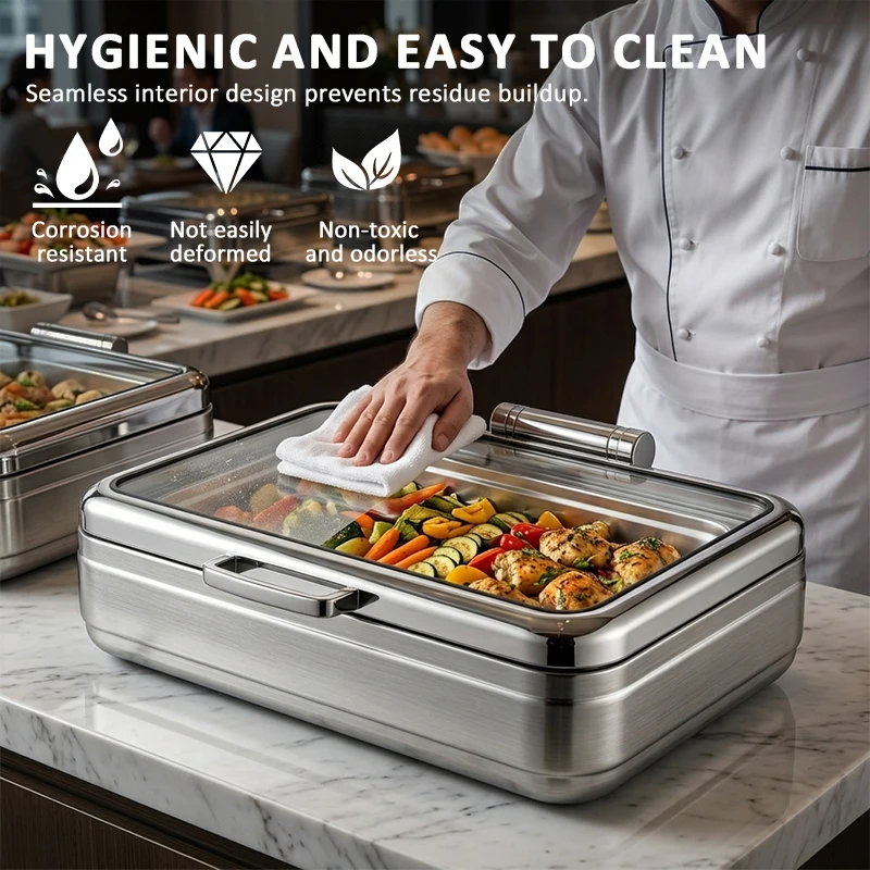 Commercial 304 Stainless Steel Chafing Dishes 9L Optional Bottom Stainless Steel Bracket for Restaurant Hotel Use