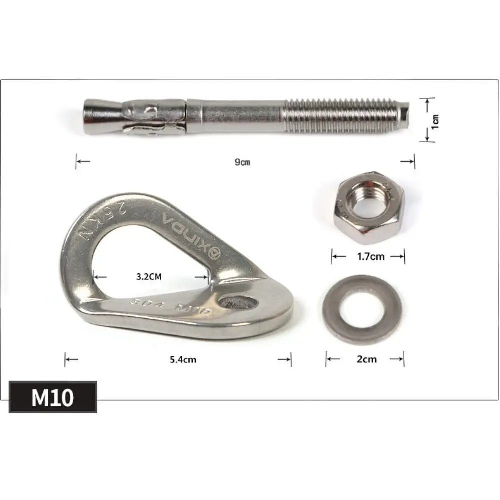 M8 M10 Rock Climb Fastening Piton Stainless Steel Fixed Point Climb Expansion Screw Professional Hanger Plate Rock Climb Nut