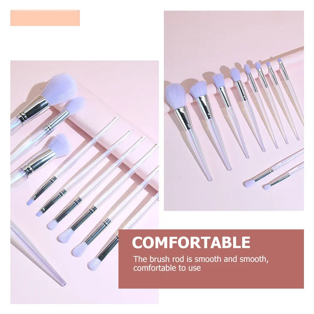 10 قطعة مجموعة فرش مكياج الجمشت المهنية المحمولة أدوات تجميل الوجه لينة الألياف الاصطناعية مقبض طويل مسحوق أحمر الخدود عينيه #2