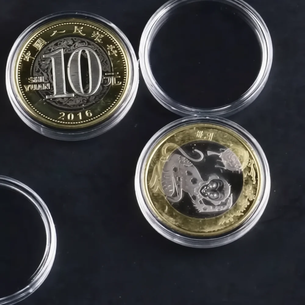 27mm Round Storage Box Transparent Plastic Coin Capsule Case For Commemorative Medallion Collection Holder Tools