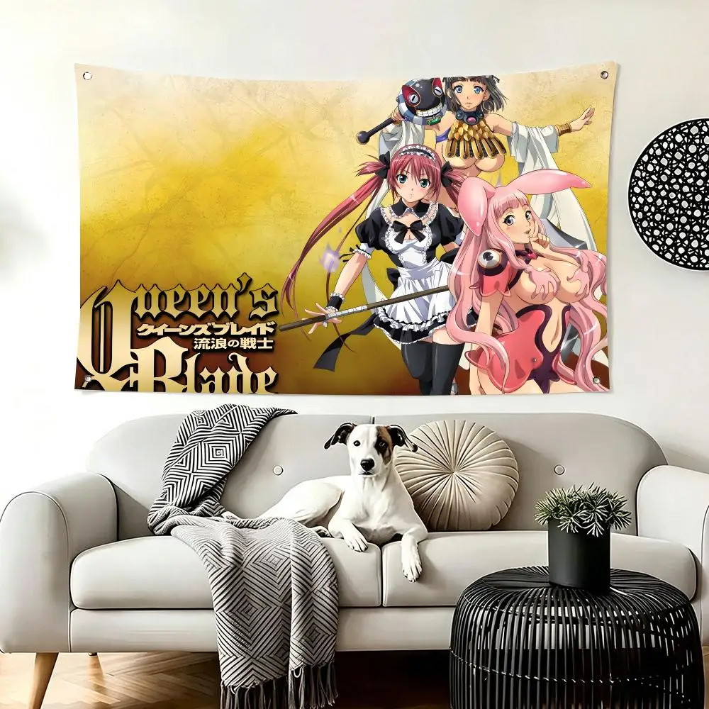 Japanese Anime Q-Queens Blade Flags  For Living Room Home Dorm Decor Wall Outdoor Camping Party Banner Gifts