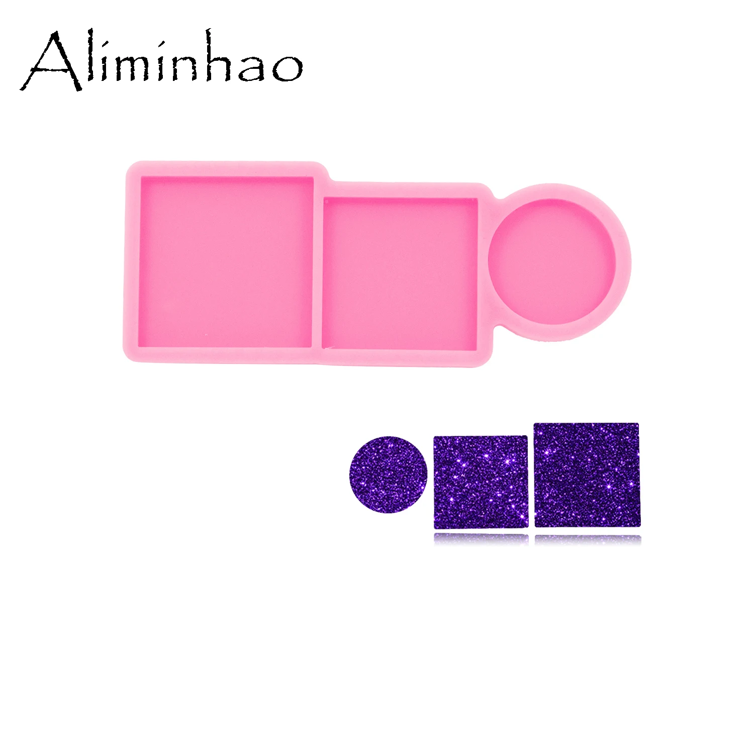 DY1563 Shiny Semicircle/Circle/Square/Rectangle Silicone Resin Crafting Charms Epoxy Molds, Round Phone Grip Mold