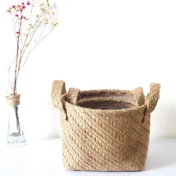 Jute woven cloth flower pot storage basket children's toys sundries storage bag laundry basket WF1107