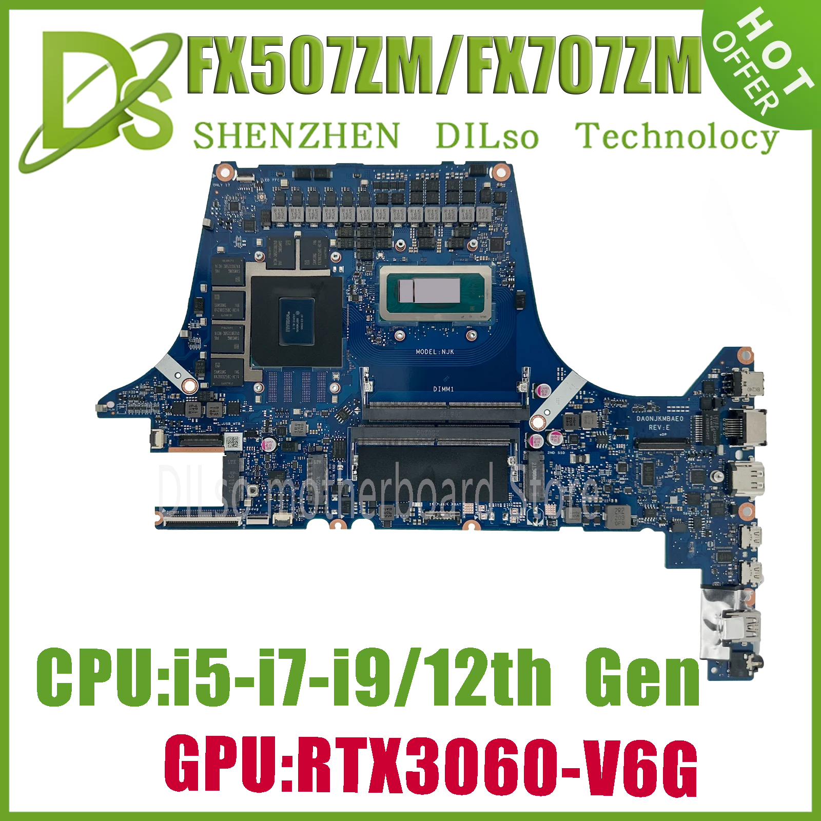 

FX517ZM Mainboard W/i5 i7 i9 12th For ASUS FX507ZM FX517ZR FX707ZM FX507ZR FX707ZR TUF507Z TUF707Z TUF517Z Laptop Motherboard