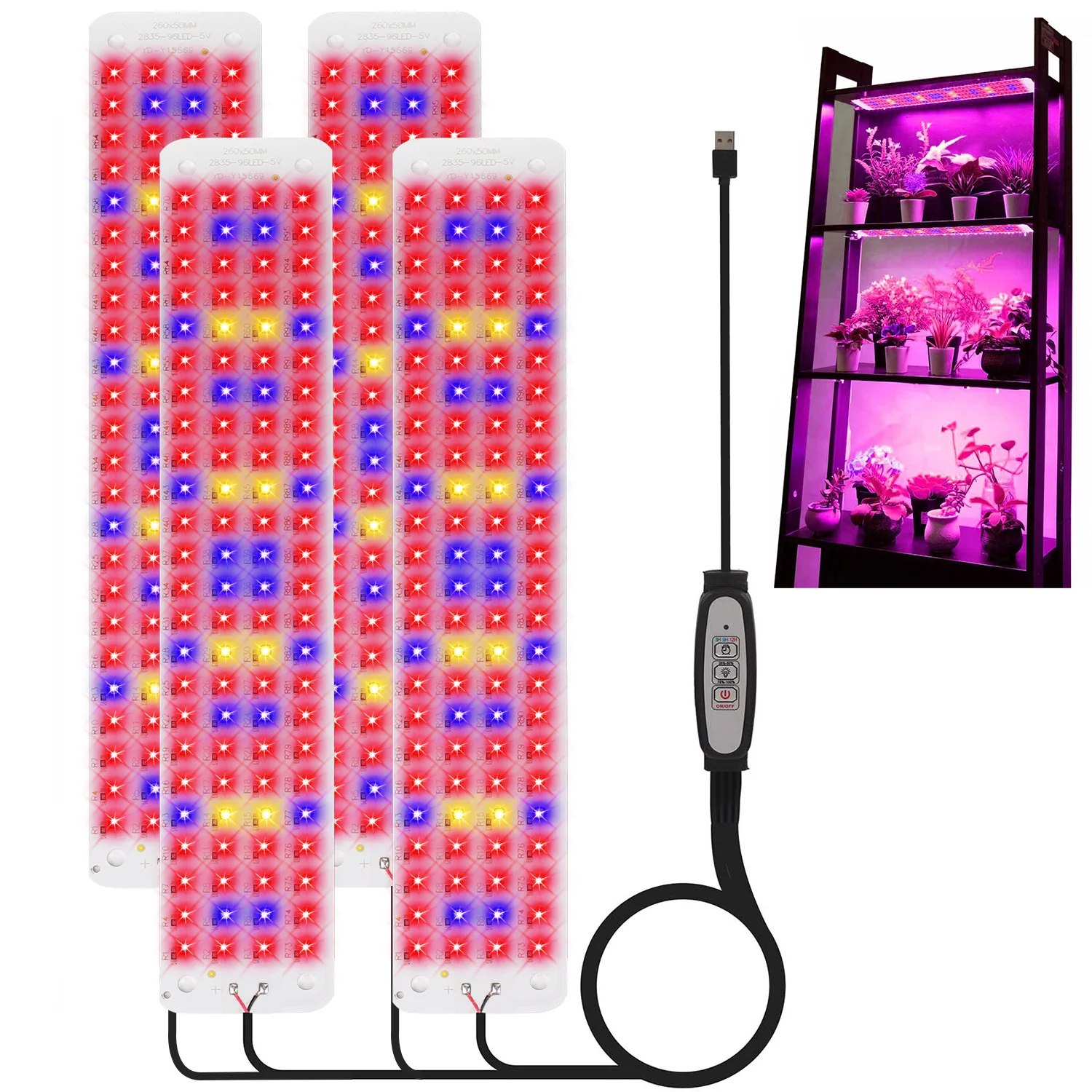 أضواء نمو النباتات كاملة الطيف LED لوحة أشعة الشمس تنمو مصباح مع مؤقت عكس الضوء للنباتات الداخلية تحت مصابيح تزايد الخزانة #2