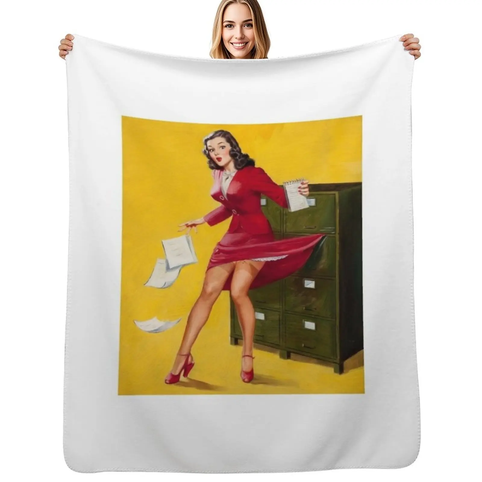 

Office Mishap Pin Up Art Throw Blanket Decorative Sofa Personalized Gift Cute Nap Blankets