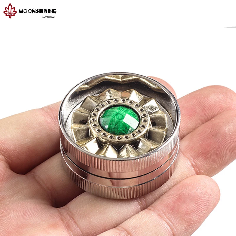 MOONSHADE Gemstone Design 2 Layers Tobacco Grinder 40mm Zinc Alloy Material Dry Herb Crusher for Smoking Grass Smoke Accessories