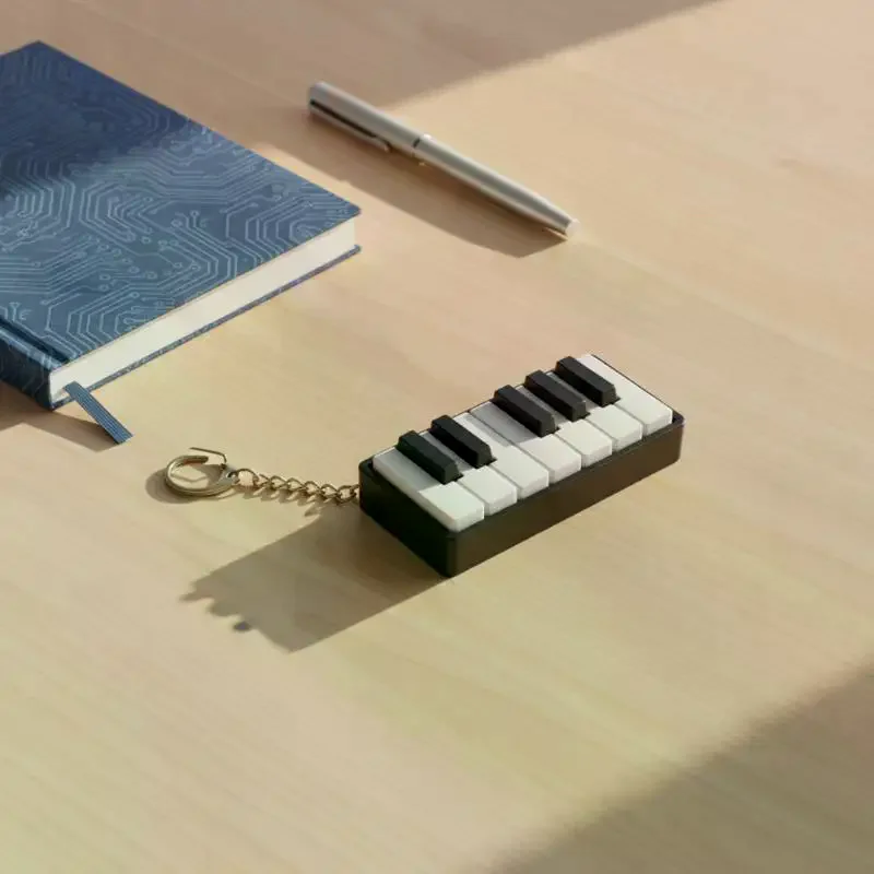 3D Printed Mini Piano Fidget Toy Keychain Portable Stress Relief with Key Hook for Kids Adults Pocket Size Daily Carry