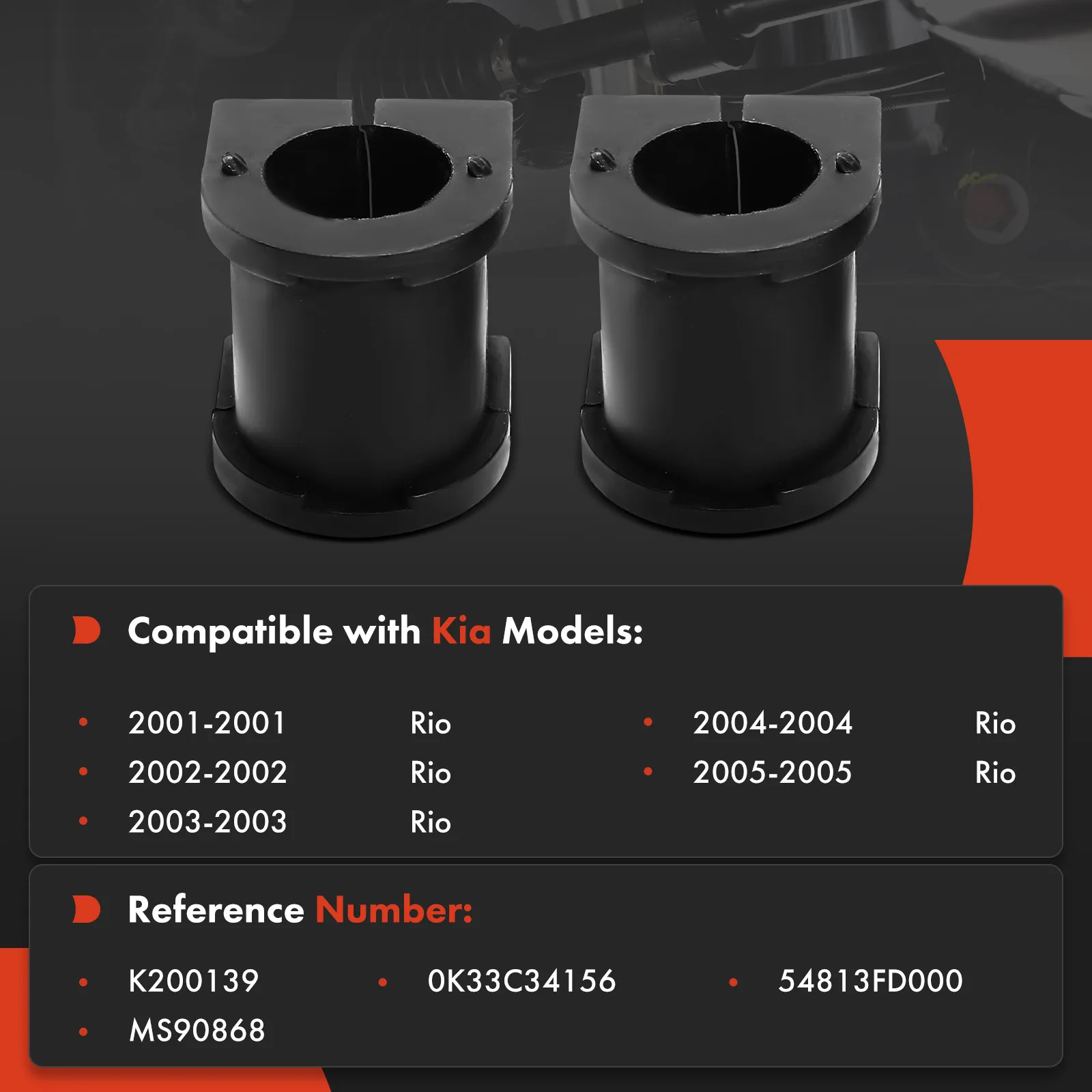 A-Premium 2x Front To Frame Sway Bar Bushing Kit for Kia Rio 2001-2005 0K33C34156 54813FD000