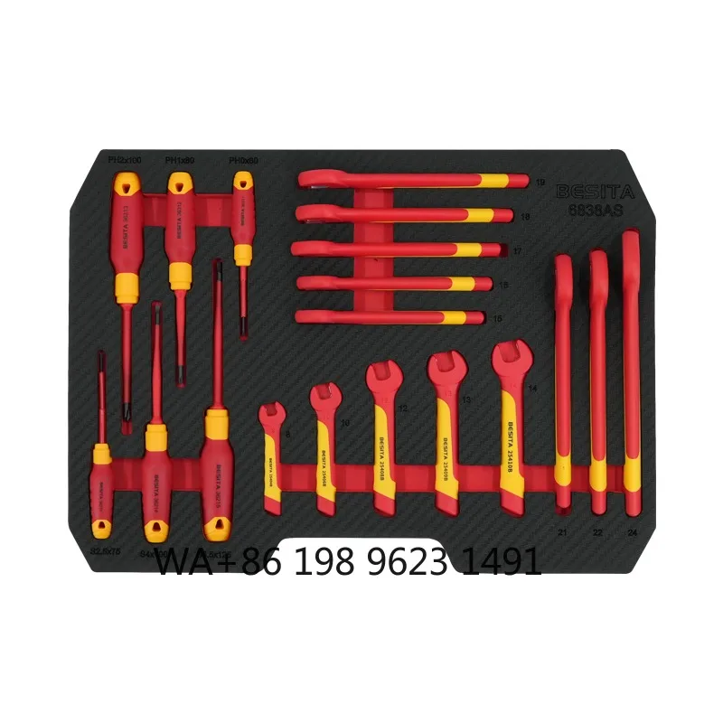 VDE Certified 38-piece EV Repair Insulating Tool Kit Suitable for Automotive Repair and Electrical Work.