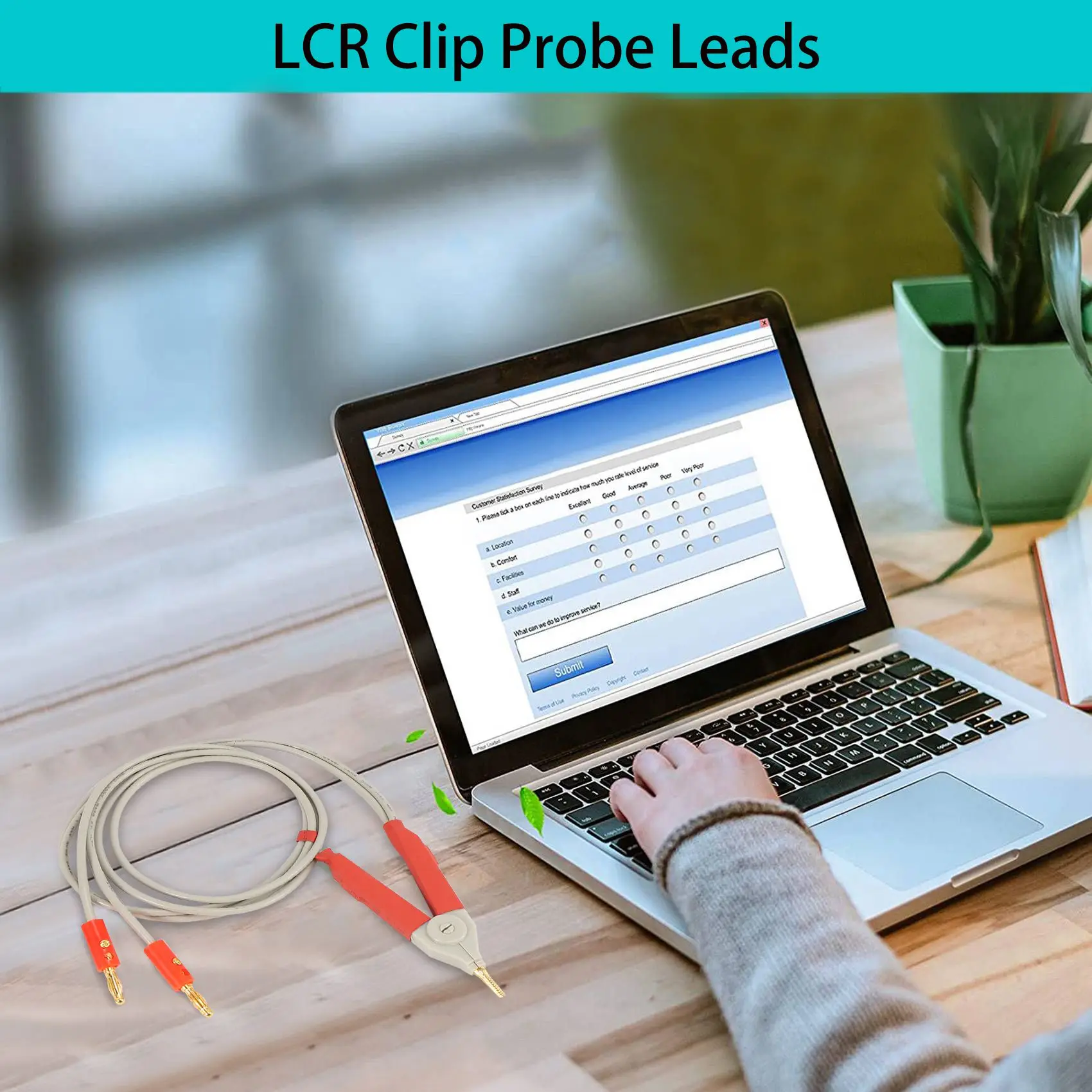 1 paar geïsoleerde bananenstekkerclips kabel Lage weerstand LCR Clip Probe Leads Testmeter Terminal Kelvin Nieuw