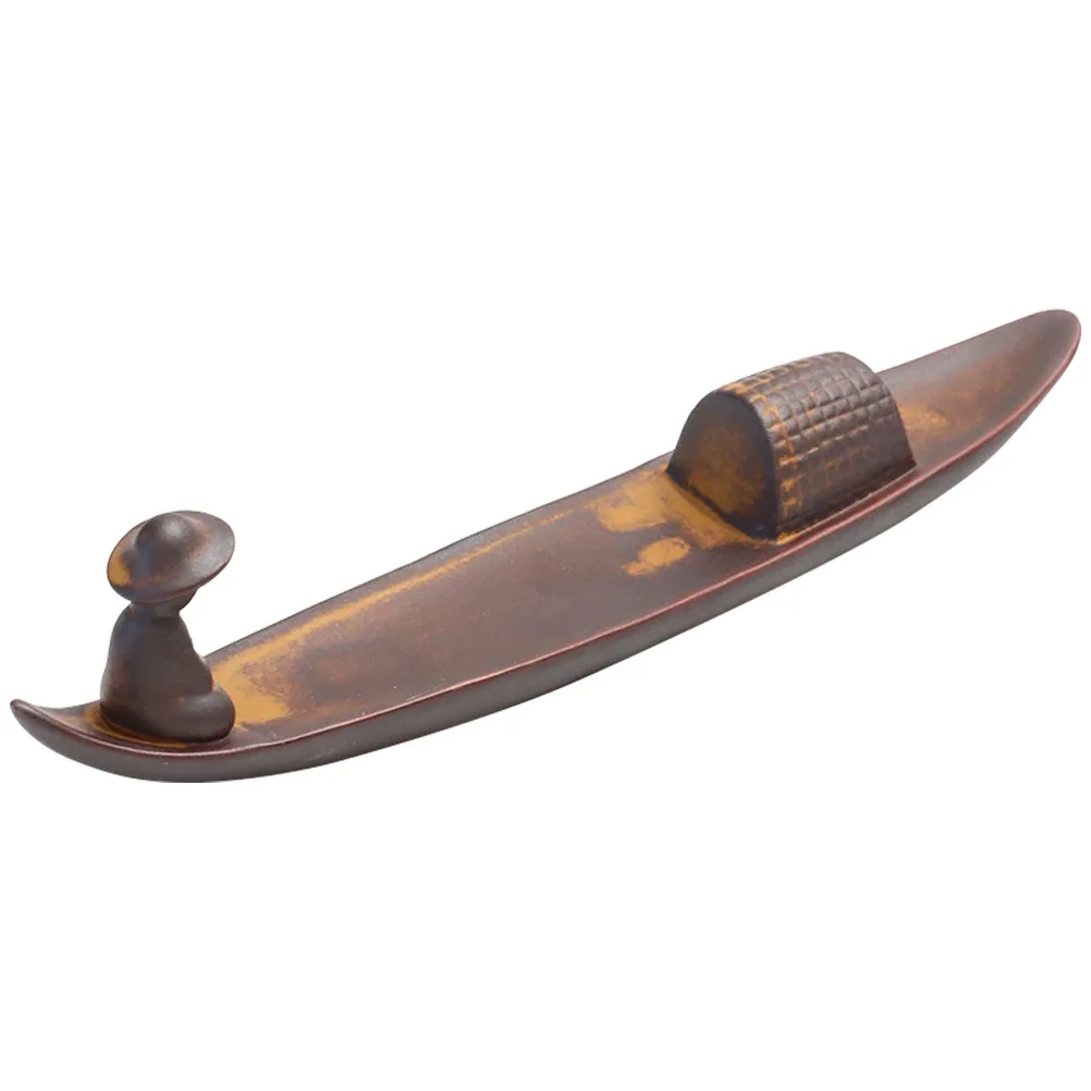 

Boat Incense Burner Ceramic Aroma Heating Burner Home Decor Unique Exquisite Fisherman Design Air Purification Stress Relief