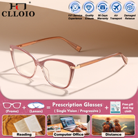 CLLOIO New Simple Women Cat Eye Myopia Prescription Reading Glasses Anti Blue Light Progressive Photochromic Optical Eyeglasses