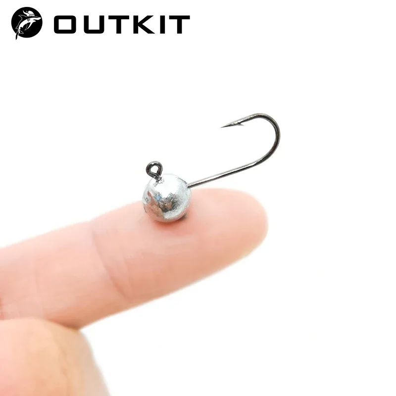 OUTKIT 10pcs Mini Jig Head Hook Rockfish Exposed Head Hook Barbed Hook Trout Soft Worm Lure Jig Fishing Hook Fishing Tackle