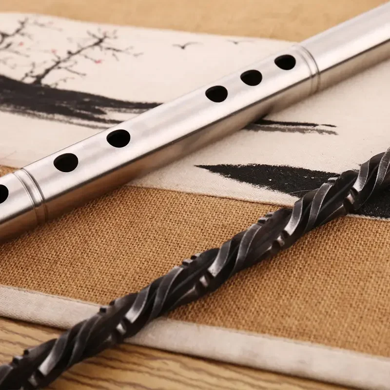 80cm Hand Forged Solid Steel Flute Outdoor Keel Whip Craft Car Emergency Window Breaking Hammer Tool