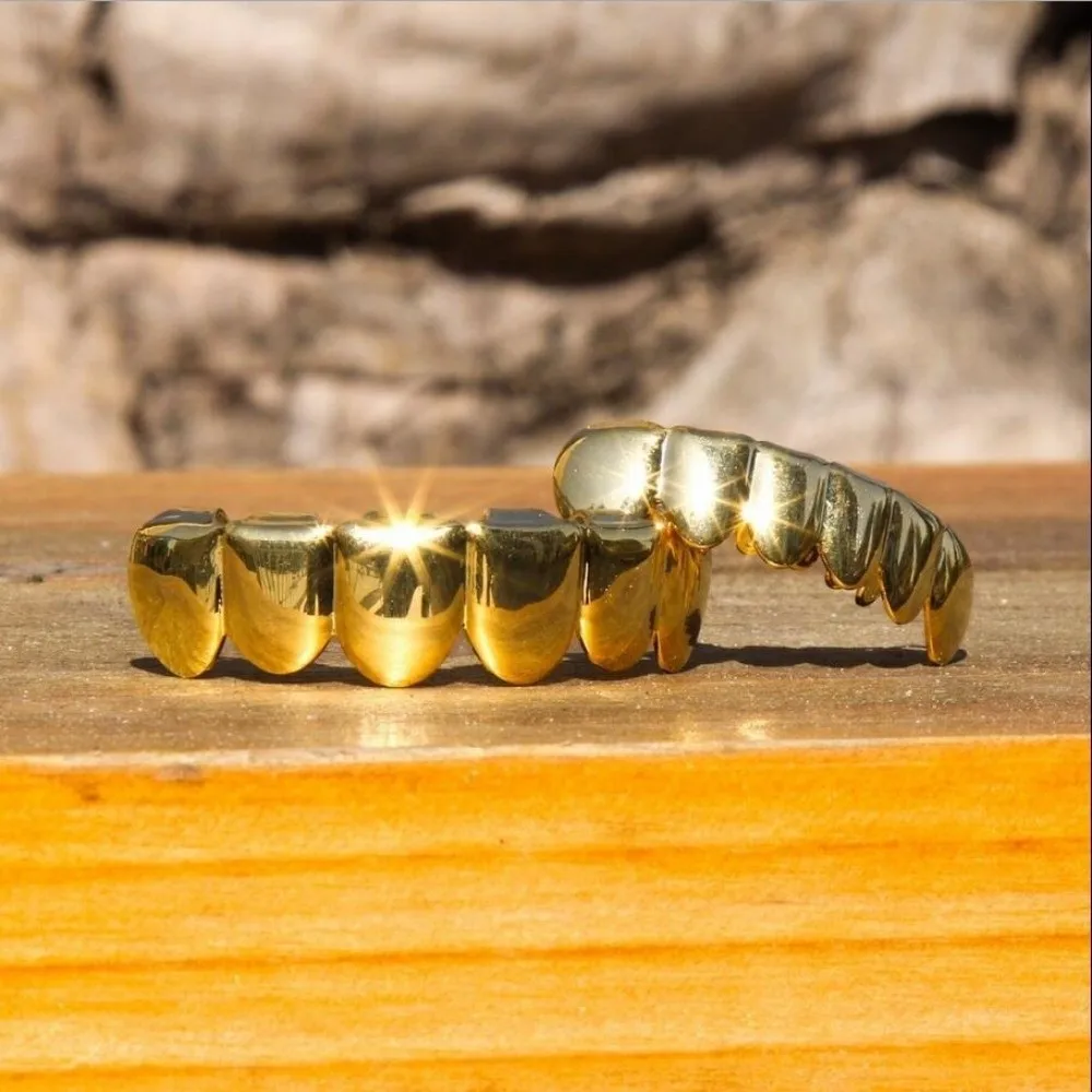 Modisches Set aus Oberteil und Unterteil mit Zahn-Grillz, bequem, glänzend, zahnmedizinische Grillz, einzigartig, langlebig, Halloween-Zahn, Hip-Hop-Stil – Detail 4