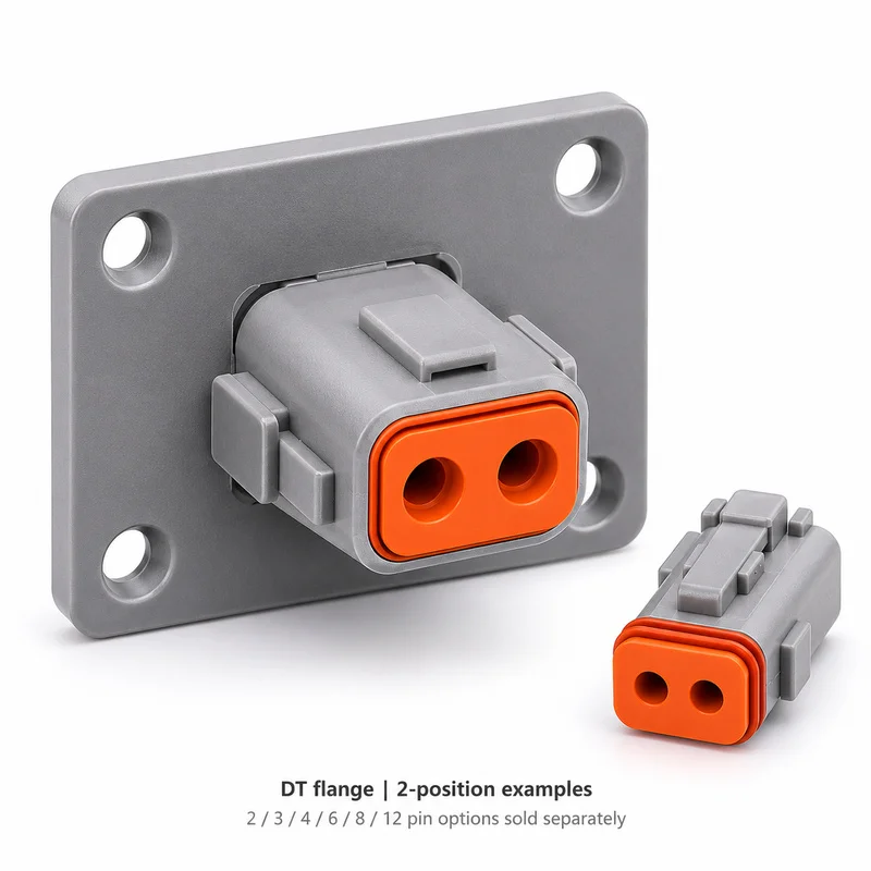 DT Flange Mount Connector Housings 2 3 4 6 8 12 Pin Male Female and Paired Options with Terminals Seals for DIY Vehicle Wiring