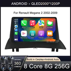 Android 16 Carplay Auto WIFI+4G Car Radio For Renault Megane 2 2002-2009 Multimedia Video Player 2Din 2din DVD Navigation GPS BT
