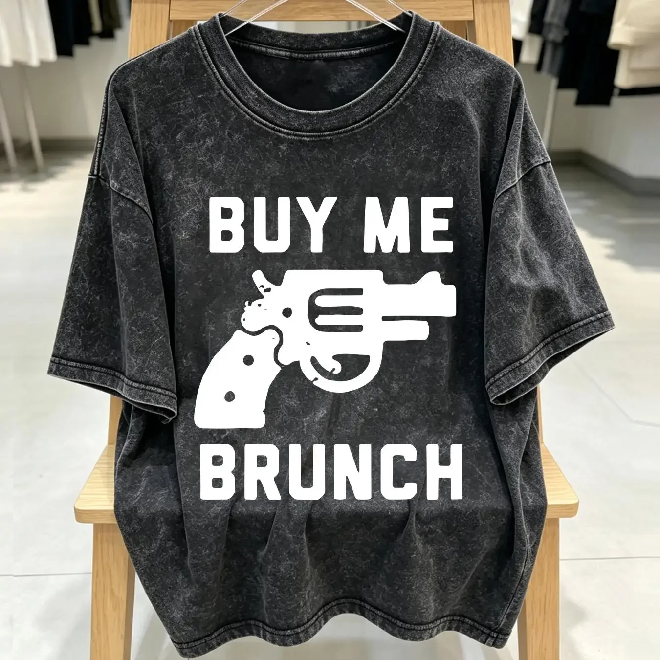 washed T Shirt New Bill Murray Buy Me Brunch Movie Logo Men's USA Size S 5XL vintage Washed Soft graphic Versatile Breathable