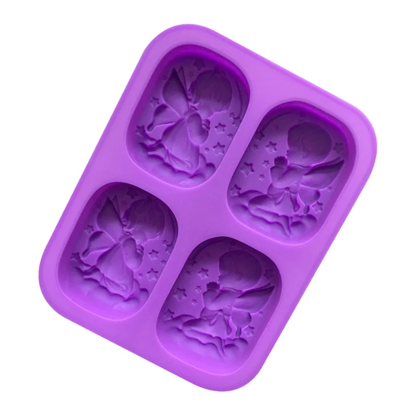 

ABZS 3X форма для мыла, 4 полости 3D форма для ангела, самодельная форма для мыла, принадлежности для изготовления мыла для DIY, мыло, свечи, поделки из смолы