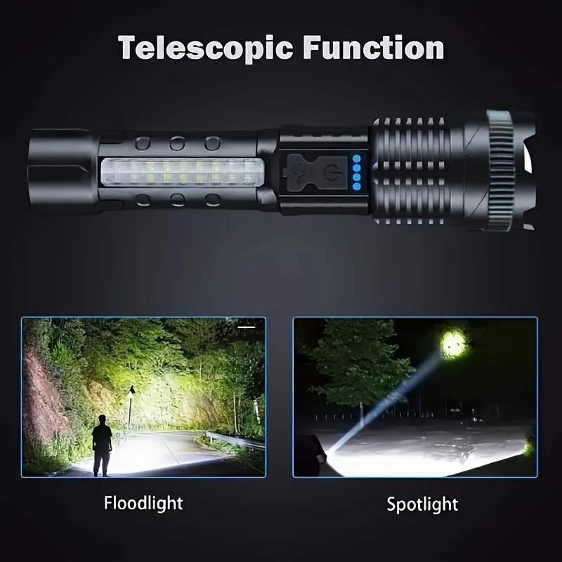 High Power Led Flashlight Type C Rechargeable Led Flashlight Ultra Powerful Torch Light for Outdoor Camping Hiking Flash Light