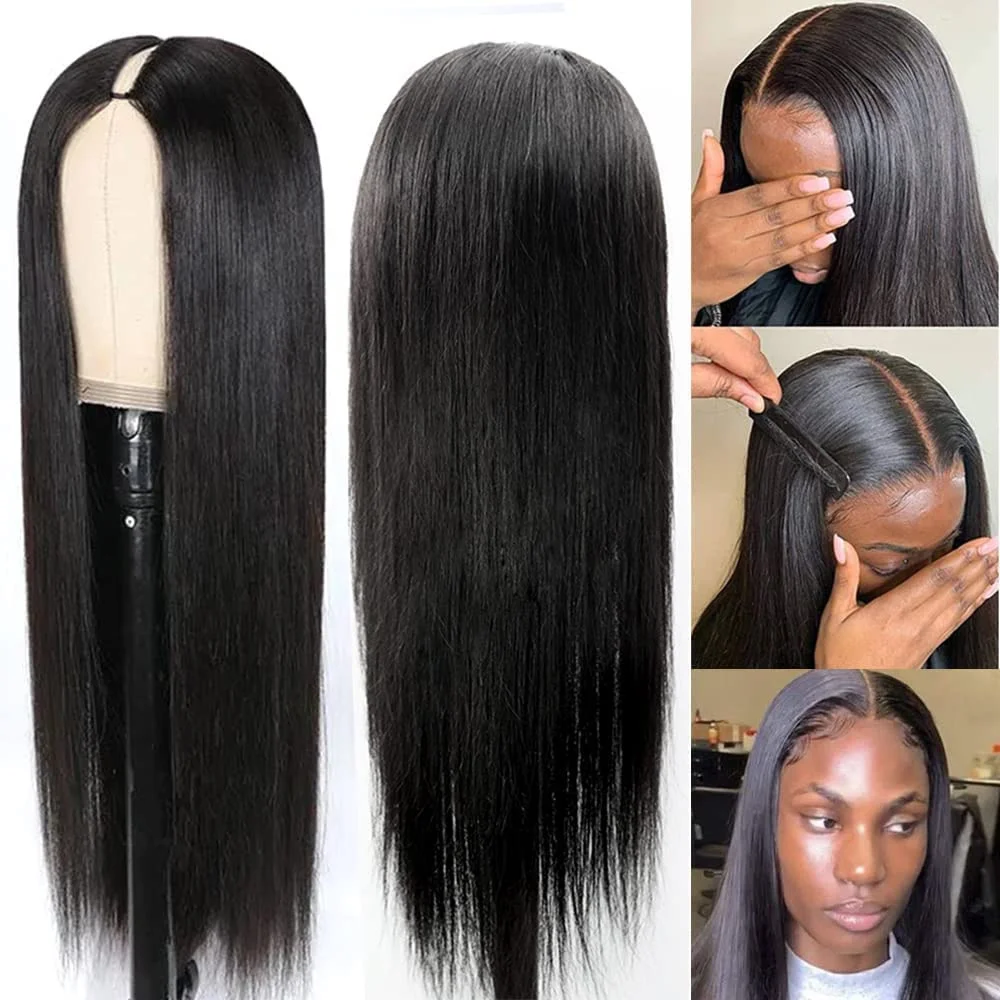 Brazilian Straight V Part Wig Human Hair 18-24 inch No Leave Out Straight Human Hair Wigs For Women Cheap On Sale Machine Made