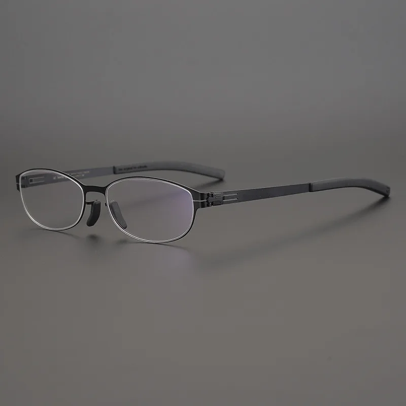 

Немецкая брендовая безвинтовая оправа для очков для мужчин, ультралегкая эластичная тонкая деловая овальная оправа из нержавеющей стали, индивидуальная рецепт