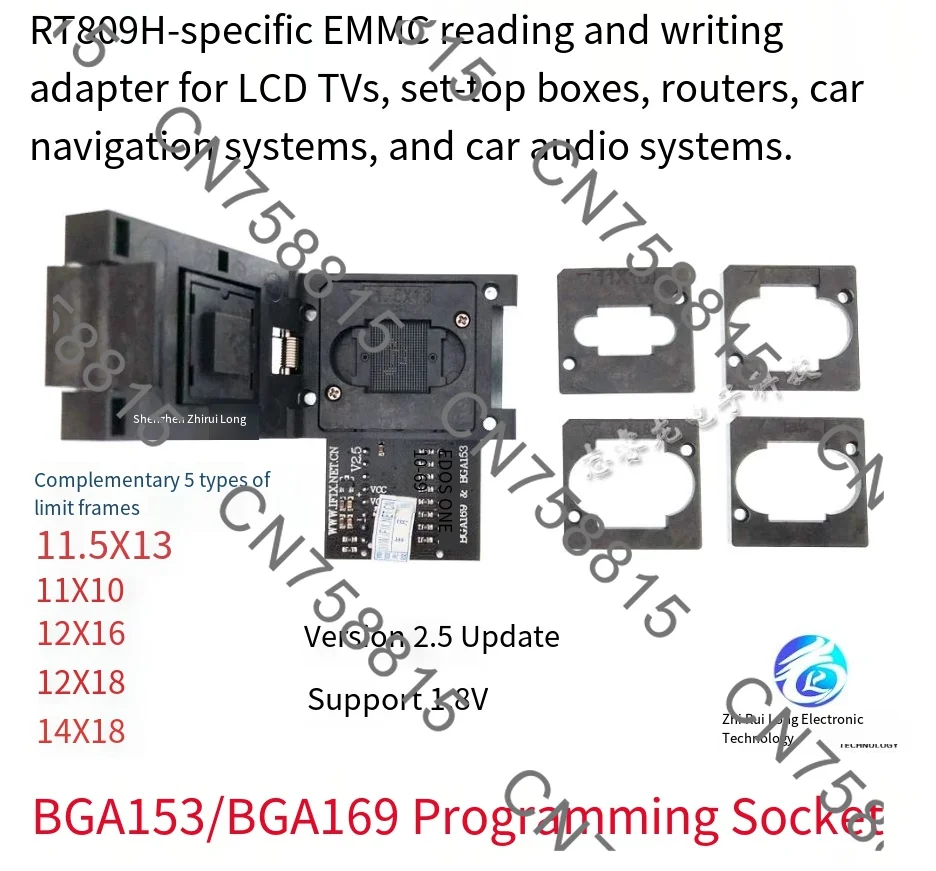 RT809H special burning reader, LCD TV car navigation audio EMMC BGA169 BGA153