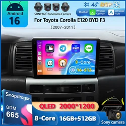 Android 16 For Toyota Corolla E120 BYD F3 2007 - 2011 Car Radio Navigation Multimedia Player Stereo GPS WiFi+4G DSP Carplay+Auto