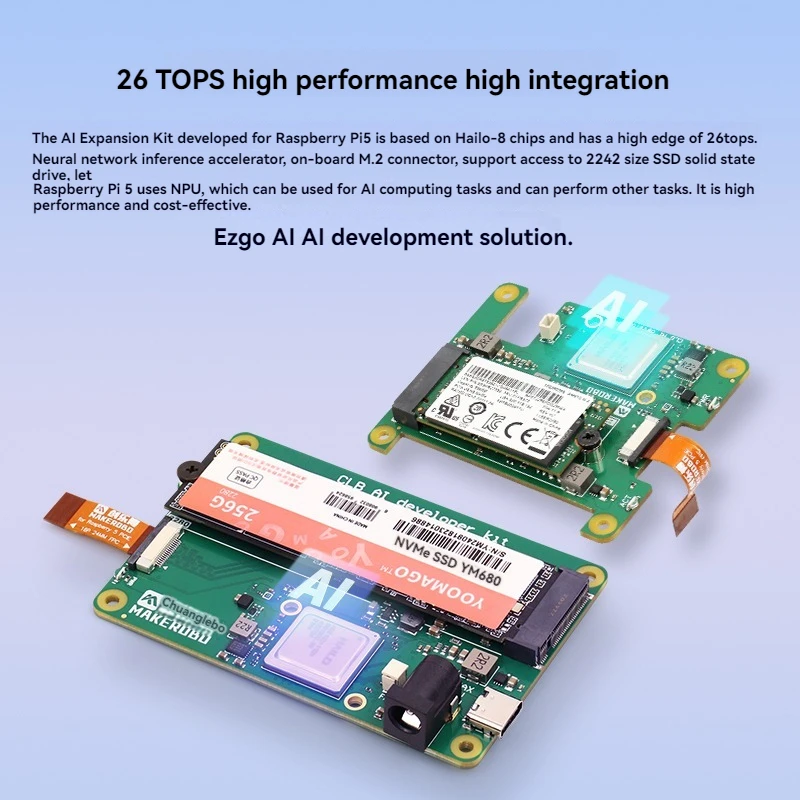 라즈베리 파이 5 AI 키트, AI 가속기, PCIE to M.2 확장 보드 Hailo-8