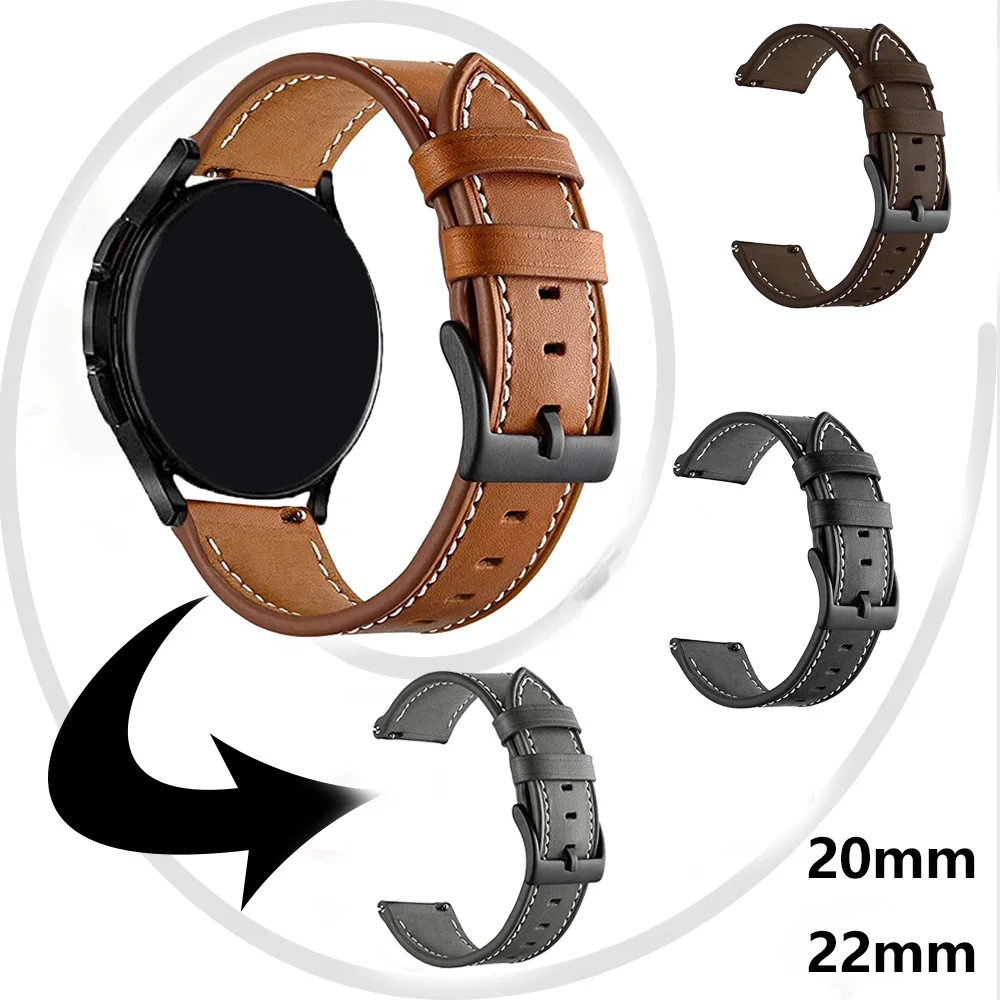 20mm/22mm PU-Lederarmband für Amazfit T-Rex 3 Pro 48mm 44mm/GTS 4 Mini/Bip 5 U Pro/Stratos 3 2S/Cheetah Pro/GTR 4 3