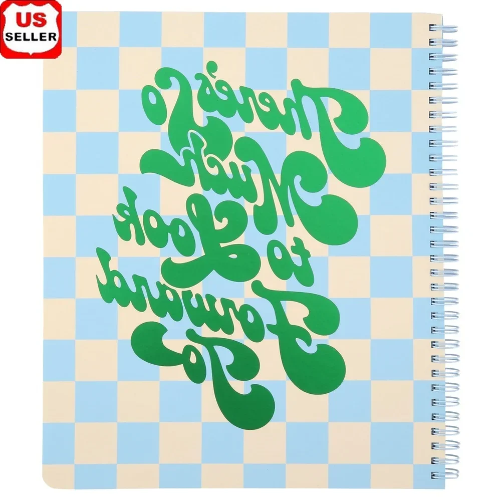 دفتر ملاحظات حلزوني كبير 11 × 9 معدني متين 160 صفحة مبطنة مسطرة للكلية وجيب مزدوج الجوانب تصميم مركزي مثالي