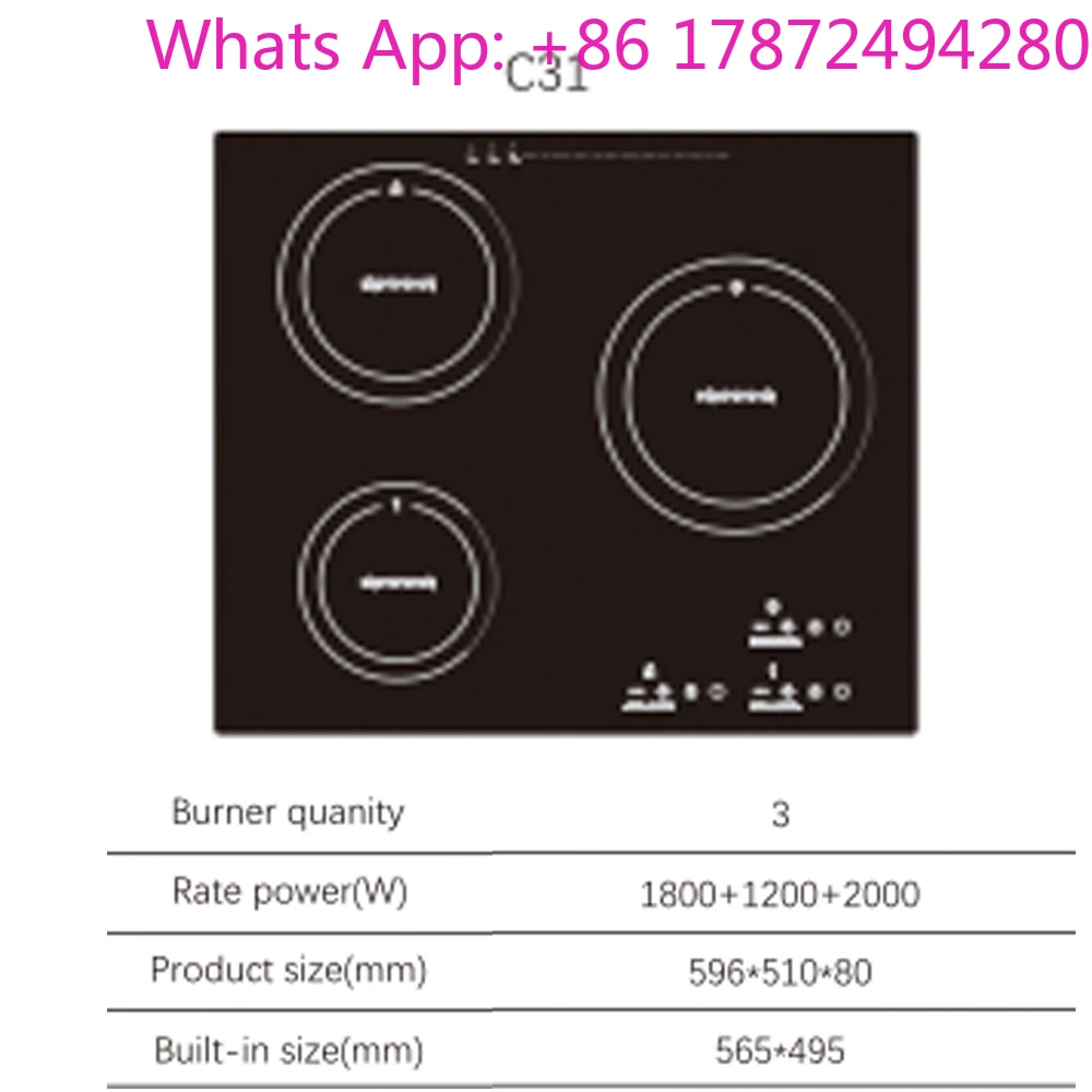 Commercial Threer-head Electric Cooker Ceramic Cooker Electric Stove Integrated Embedded Cooktop Stove High Power Ceramic Hob