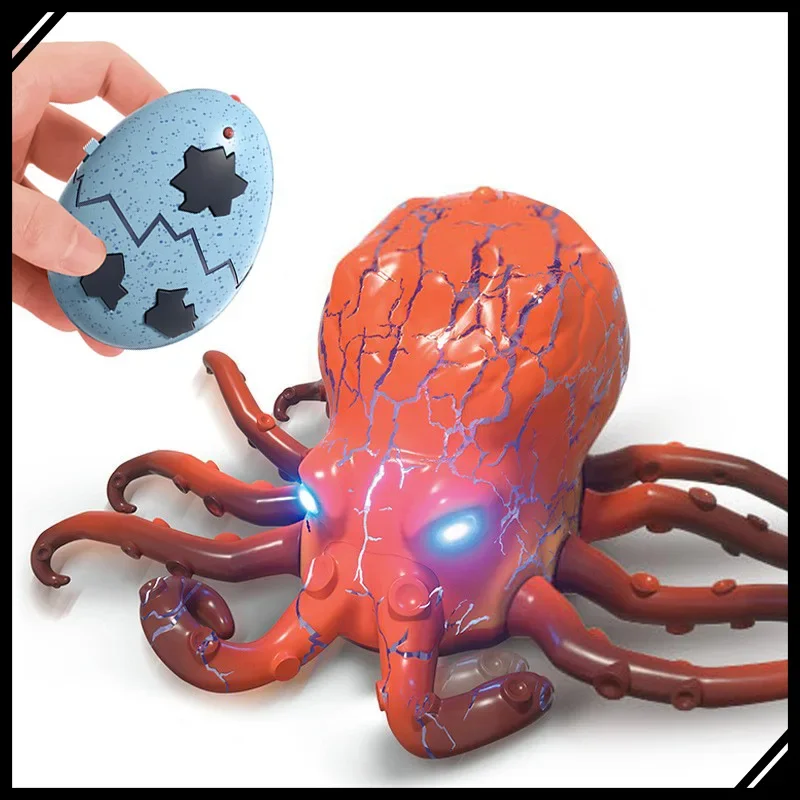 Amusing RC Octopus Monster Toy with LED Lights - Egg-Packaged Remote Control Creature Toy for Children Gifts