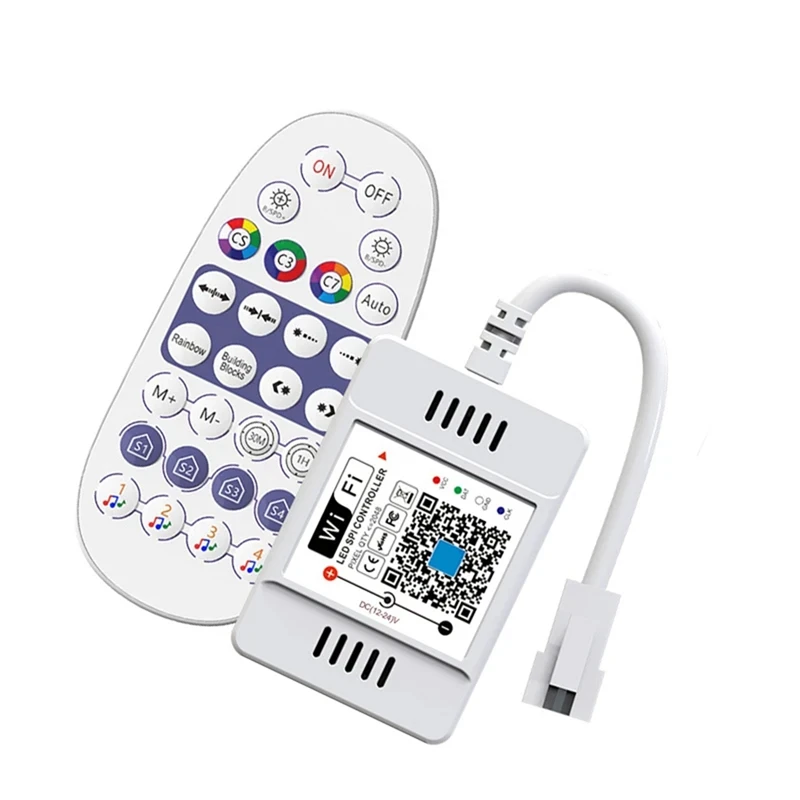 WiFi SPI Pixel LED Strip Light Controller Music Voice Remote Control Dream Color Tape Lights APP Control Dimmer-A10G