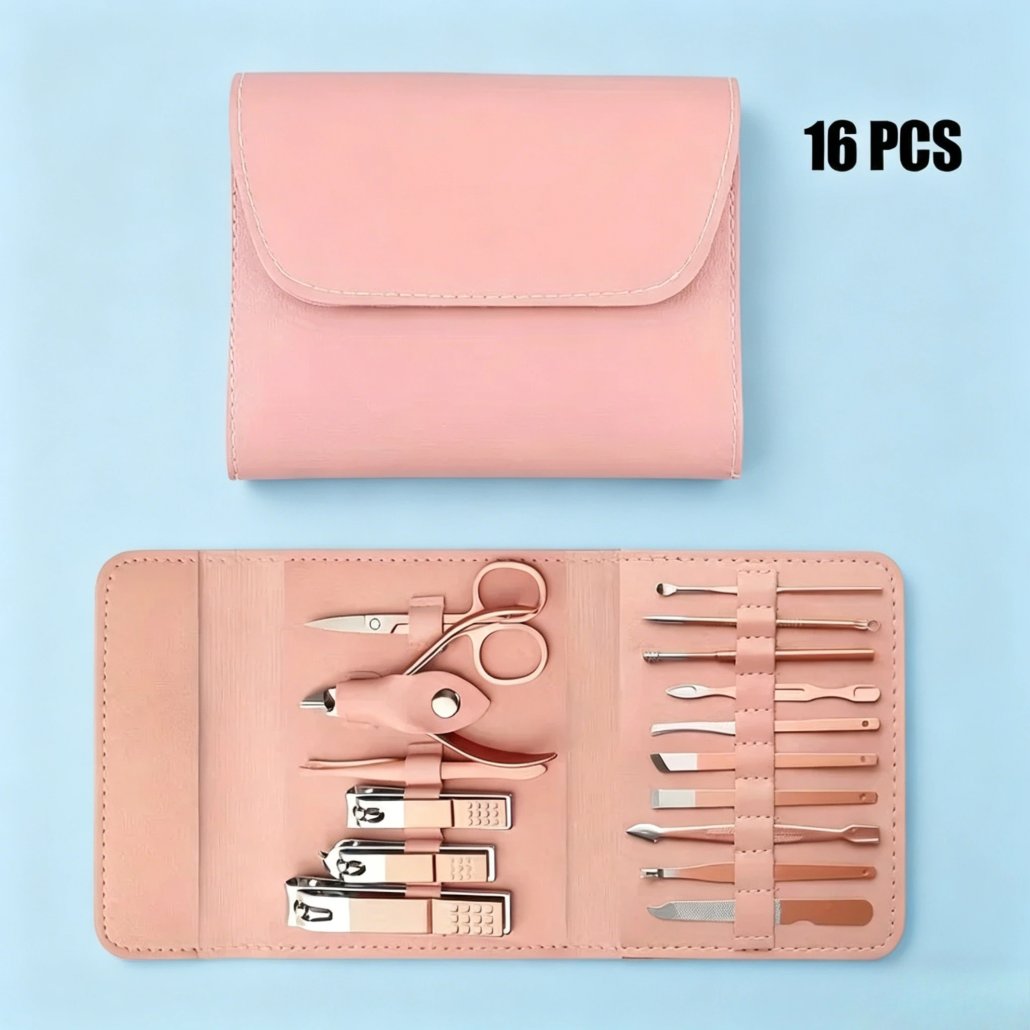 16Pcs Professional Nail Clippers Cuticle Nippers Set Manicure Pedicure Tools Kit With Portable Travel Case